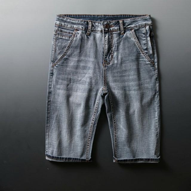 Men Slim Fit Short Jeans Cotton Stretch Vintage - HABASH FASHION