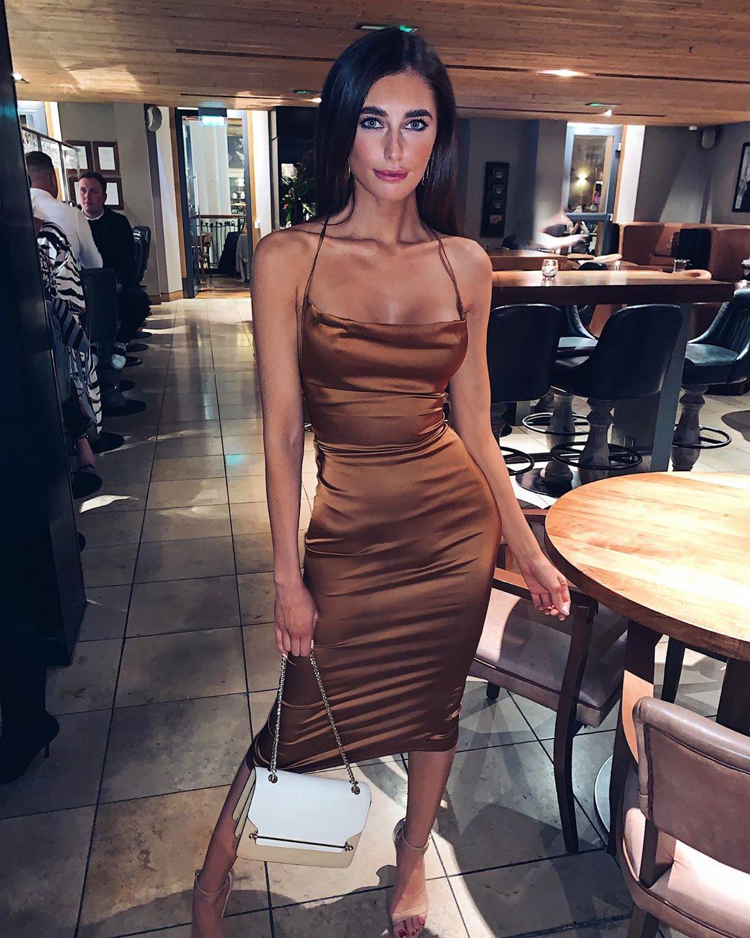 Satin lace-up women long midi dress bodycon backless elegant sexy club clothes - HABASH FASHION