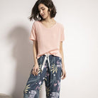 American Outfits Women's Pajamas Set 2PCs T-shirt Trousers Summer Sleepwear - HABASH FASHION