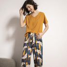 American Outfits Women's Pajamas Set 2PCs T-shirt Trousers Summer Sleepwear - HABASH FASHION