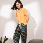 American Outfits Women's Pajamas Set 2PCs T-shirt Trousers Summer Sleepwear - HABASH FASHION