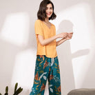 American Outfits Women's Pajamas Set 2PCs T-shirt Trousers Summer Sleepwear - HABASH FASHION