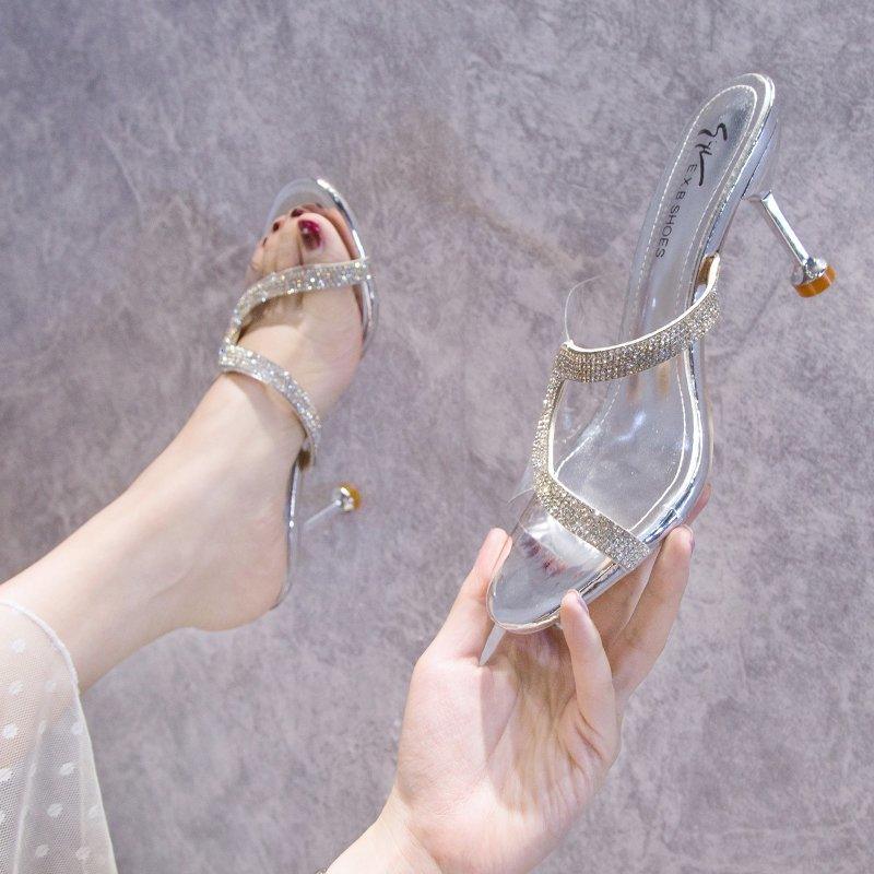 Fashion Women Transparent Crystal High Heel Transparent Sandals - HABASH FASHION