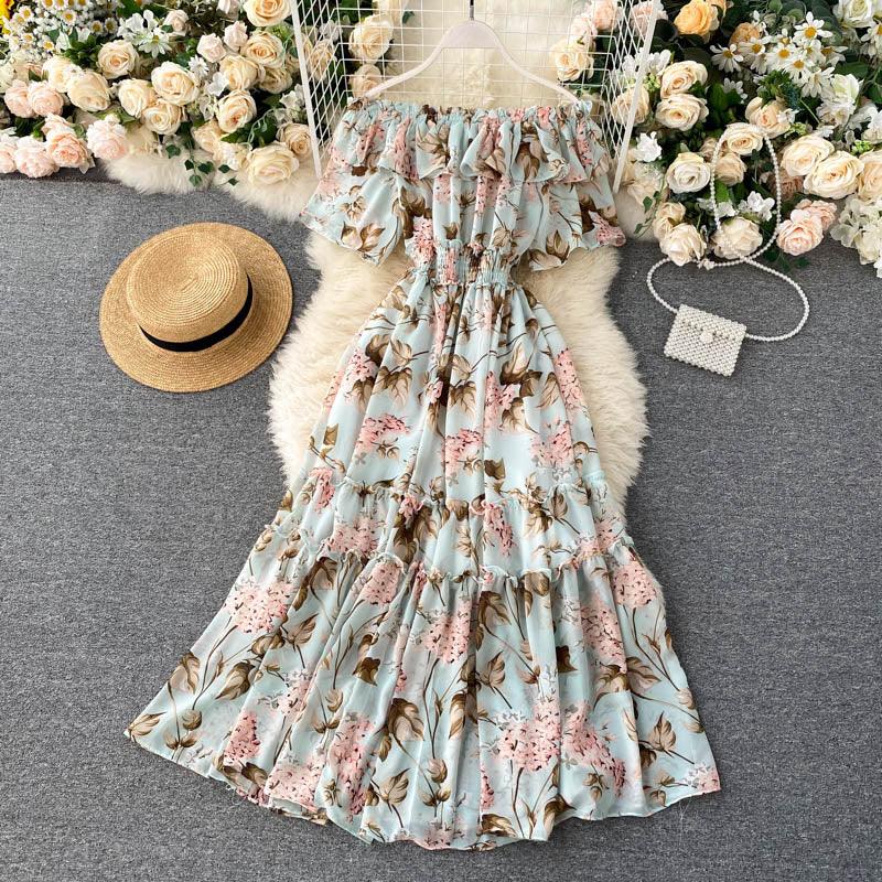 chiffon long dress off shoulder sexy - HABASH FASHION