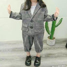 Baby Girl Boy Formal Clothes Set Plaid Jacket - HABASH FASHION