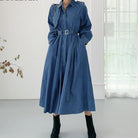 FREE SIZE Women A-line Long Denim Dress - HABASH FASHION