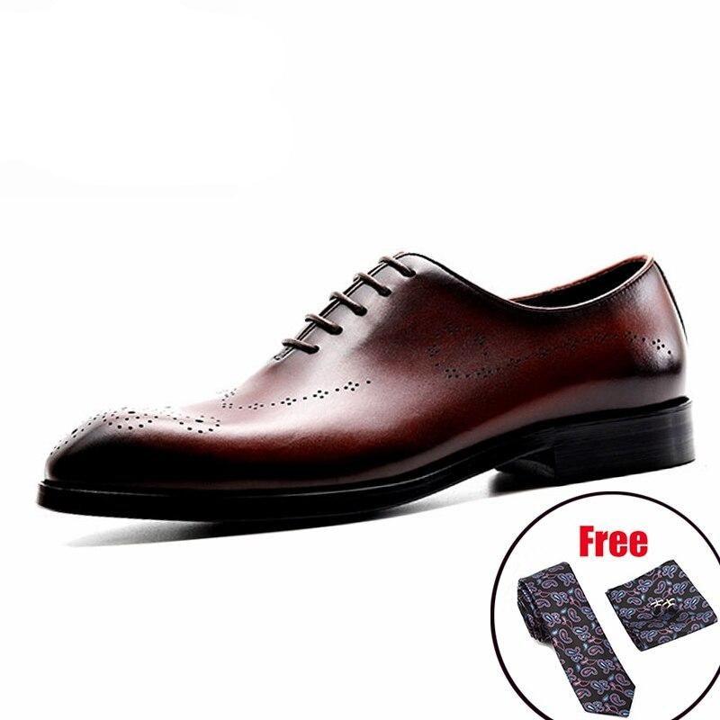 Genuine leather black lace up wedding men's shoes - HABASH FASHION