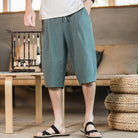 Casual Shorts Mens Cotton Linen Knee Length - HABASH FASHION