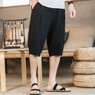 Casual Shorts Mens Cotton Linen Knee Length - HABASH FASHION