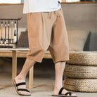 Casual Shorts Mens Cotton Linen Knee Length - HABASH FASHION