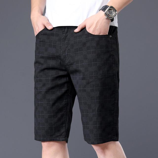 Men Casual Plaid Shorts Stretch Cotton Business - HABASH FASHION