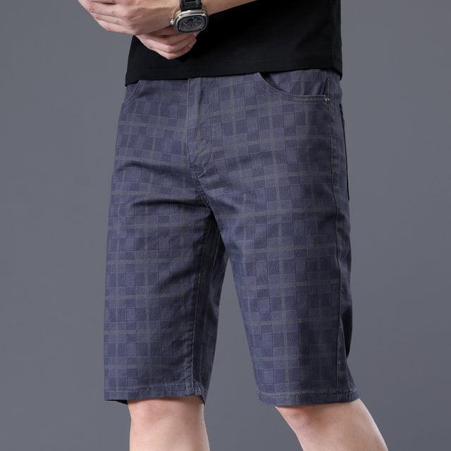 Men Casual Plaid Shorts Stretch Cotton Business - HABASH FASHION