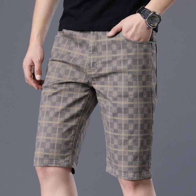 Men Casual Plaid Shorts Stretch Cotton Business - HABASH FASHION