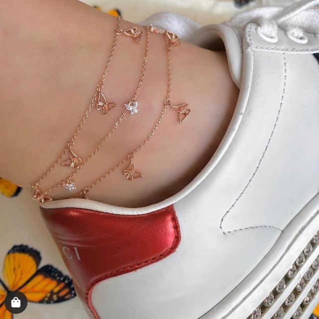 Metal anklet for women's feet in multiple shapes - HABASH FASHION