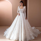 Long sleeve embellished embroidered wedding dress - HABASH FASHION