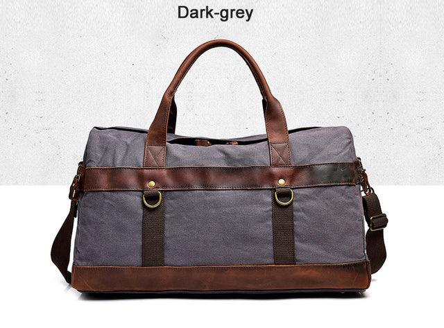 Canvas Leather Men Travel Bag Hand Luggage Bag - HABASH FASHION