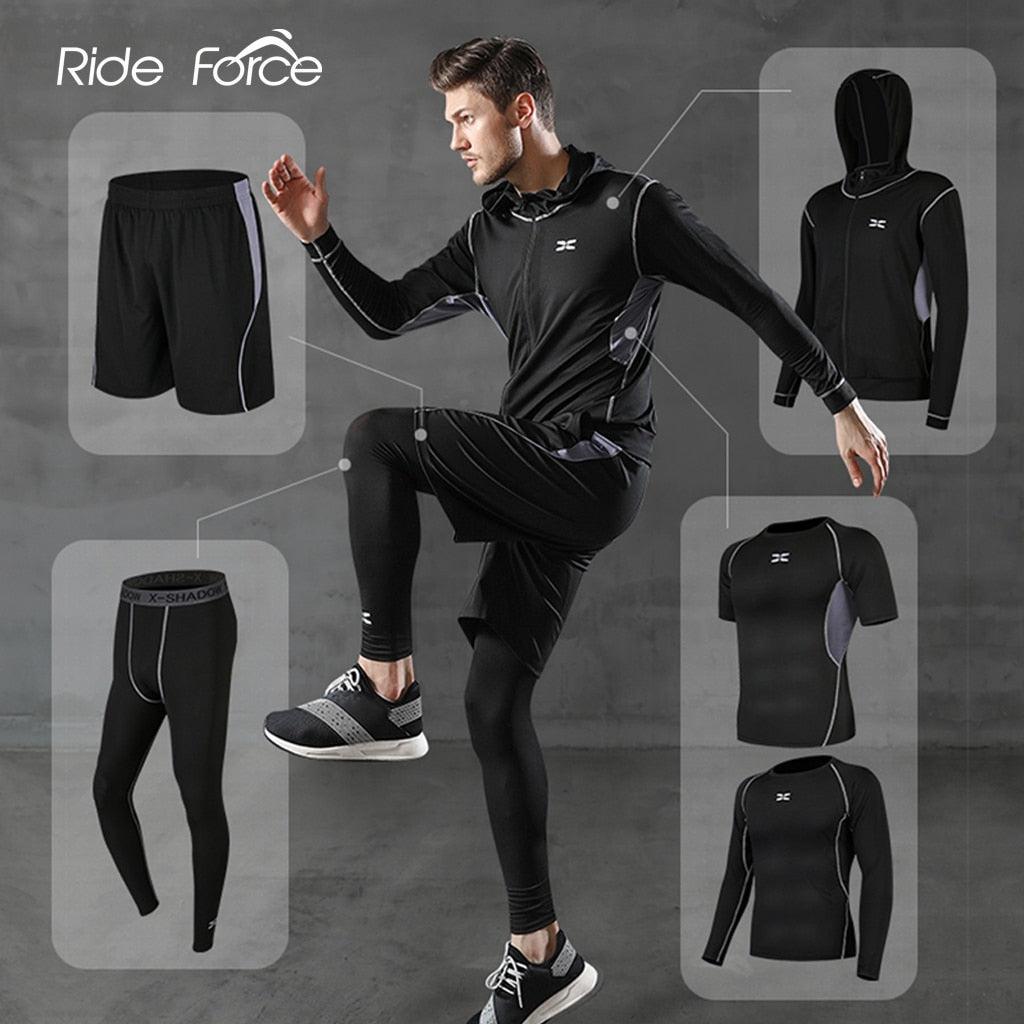 5 Pcs/Set Men's Tracksuit Gym Fitness Compression Sports - HABASH FASHION