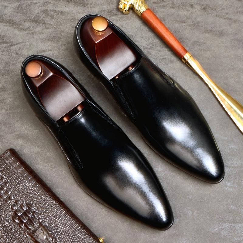 Mens Leather Shoes Genuine Leather For Men Luxury Dress Shoes Slip On Wedding Shoes - HABASH FASHION