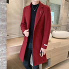 Mens Trench Coats Woolen Burgundy Elegant - HABASH FASHION