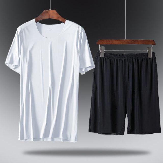 Plus Size Men's Ice Silk  Short-sleeved Suit - HABASH FASHION
