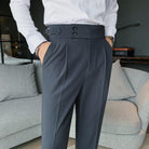 Design Men High Waist Trousers Solid Business Casual - HABASH FASHION