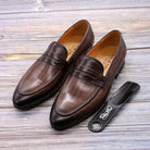 Mens Penny Loafers Genuine Leather Hand Painted - HABASH FASHION