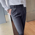 Design Men High Waist Trousers Solid Business Casual - HABASH FASHION