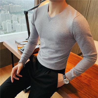 Men brand V-neck casual knitted pullover - HABASH FASHION