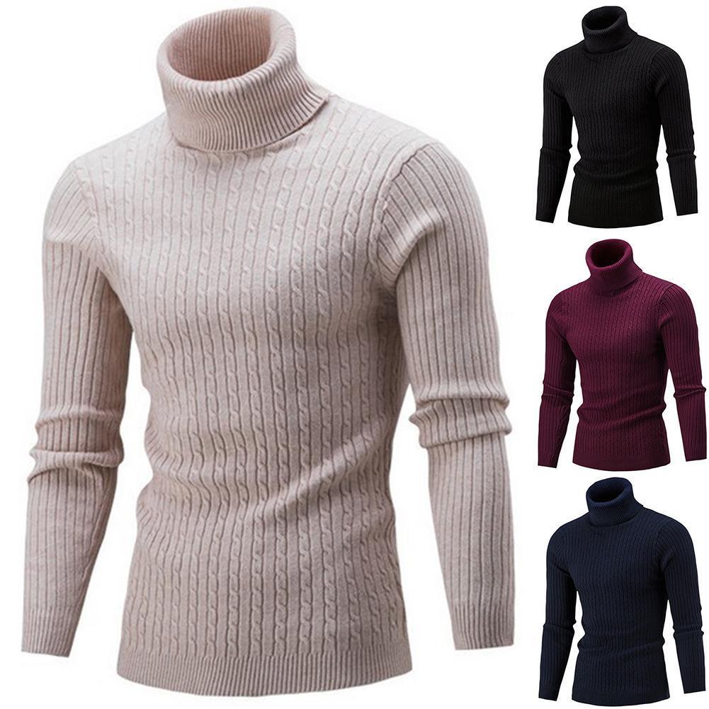 Men Slim Fit Turtleneck Sweater Pullover - HABASH FASHION