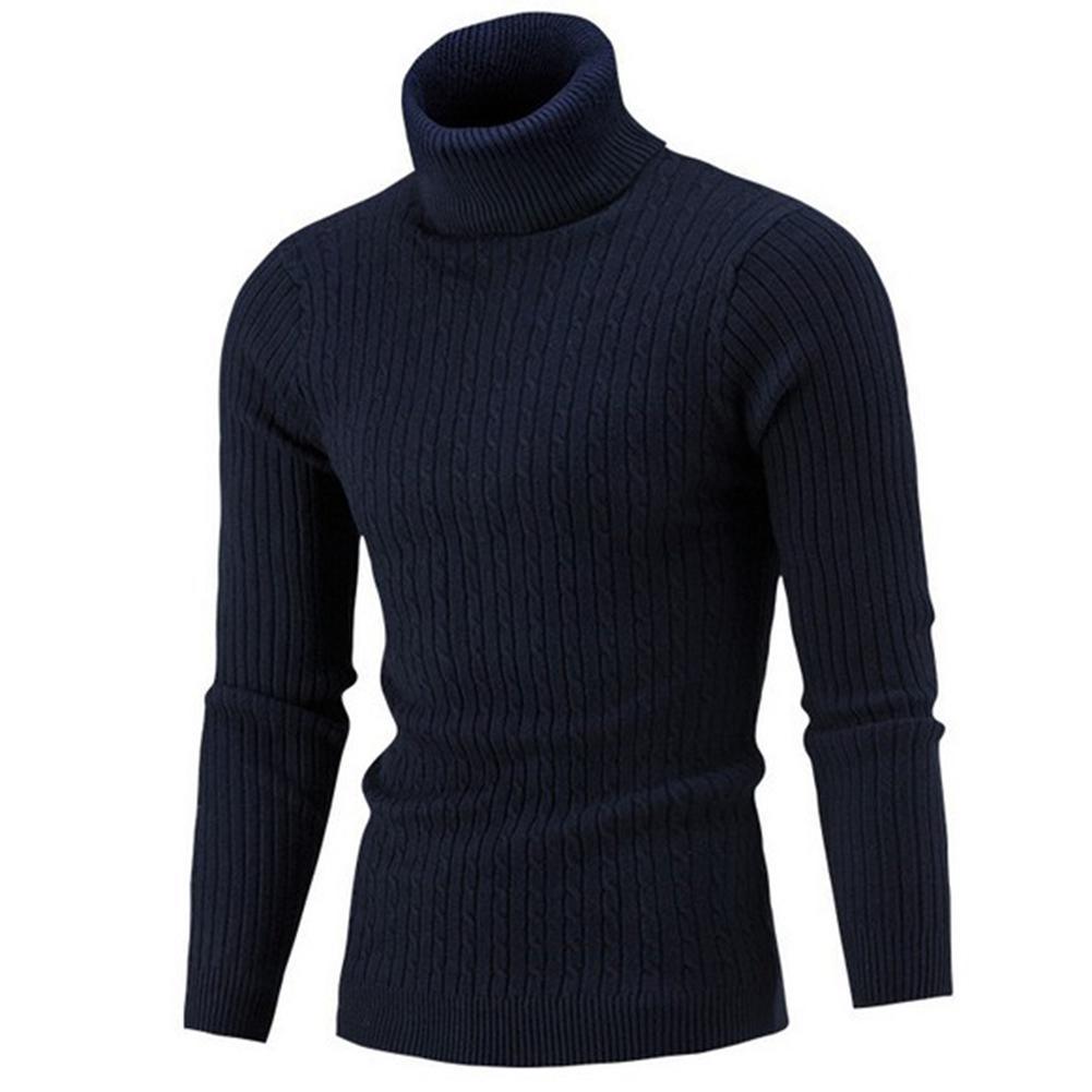 Men Slim Fit Turtleneck Sweater Pullover - HABASH FASHION