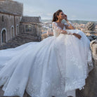 Long Sleeves Pearls Wedding Dresses - HABASH FASHION