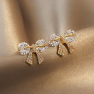 Shiny zircon bow shaped earrings - HABASH FASHION