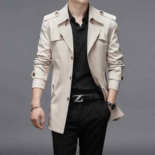 Men Windbreaker Coats Quality Buttons - HABASH FASHION