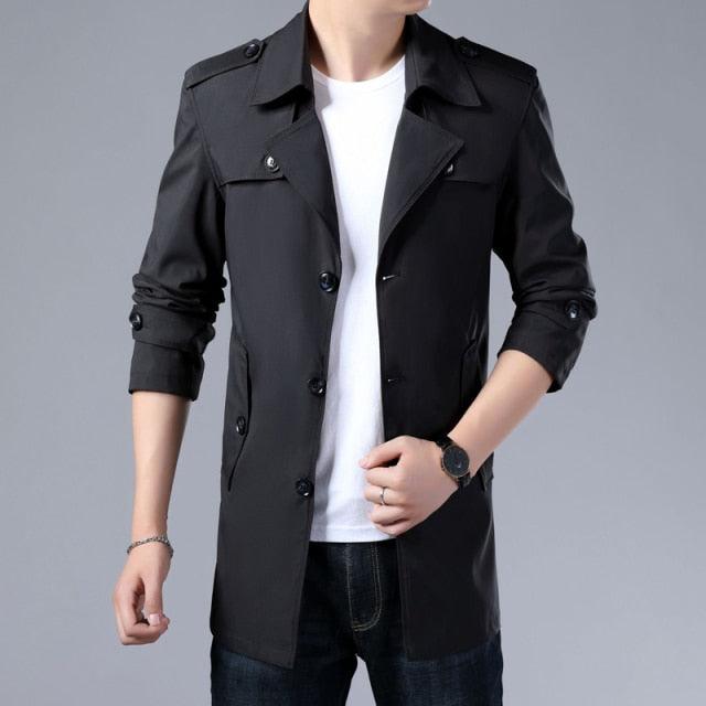 Men Windbreaker Coats Quality Buttons - HABASH FASHION