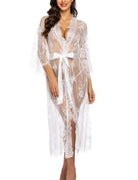 Lingerie Ladies Lace Sexy Long Cardigan Sheer Dress With Panties - HABASH FASHION