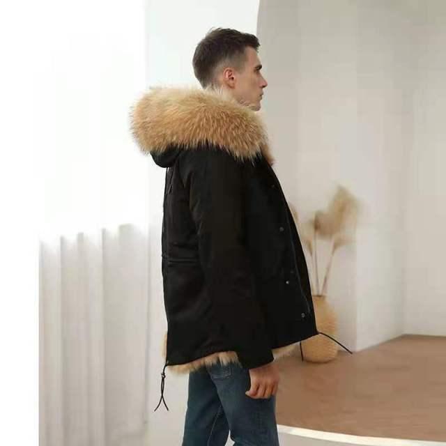 Lugentolo Faux Fur Coat Winter Long Parkas Jackets Mens - HABASH FASHION