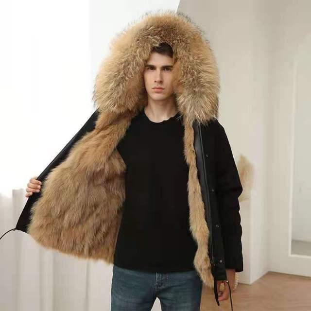 Lugentolo Faux Fur Coat Winter Long Parkas Jackets Mens - HABASH FASHION