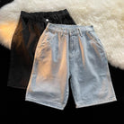 Men Black Denim Shorts Elastic Waist Design Light - HABASH FASHION