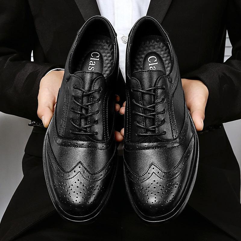 Mens Leather Shoes Brand Brogue Shoes Men Business - HABASH FASHION