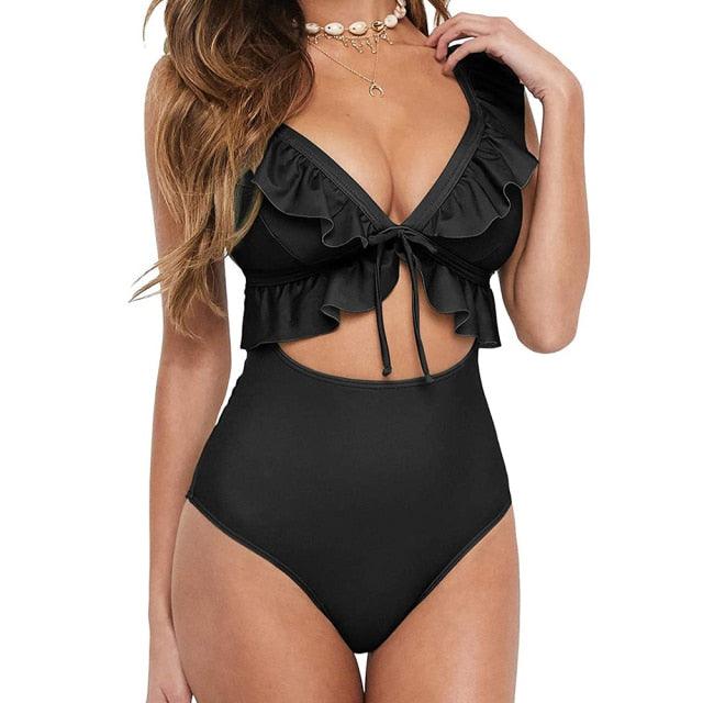 New swimwear for women ruffle one piece - HABASH FASHION