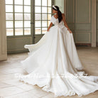 One-shoulder organza wedding dress with a simple slit with a bow-back - HABASH FASHION