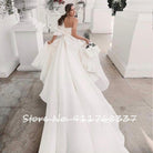 One-shoulder organza wedding dress with a simple slit with a bow-back - HABASH FASHION