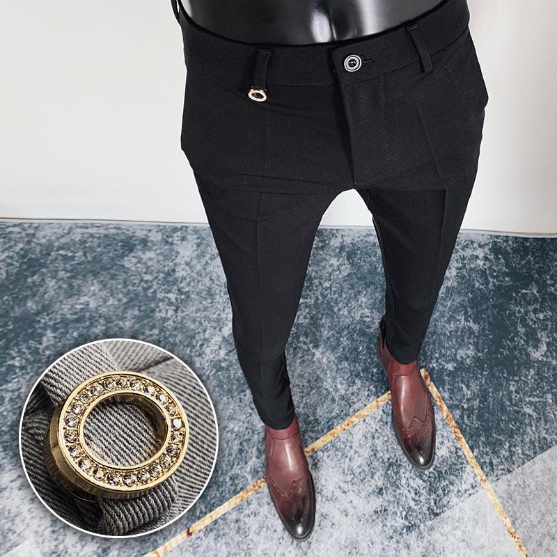 Men British High Waist Straight Pants - HABASH FASHION