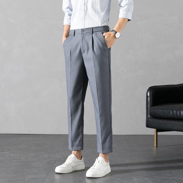 Mens Suit Pants Straight Light Weight Solid - HABASH FASHION