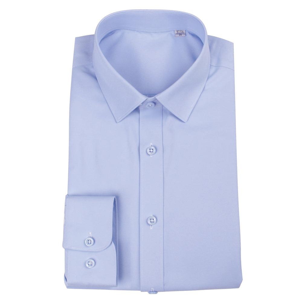 Premium Light Blue Business Dress Shirts For Men Slim Fit Long Sleeve - HABASH FASHION