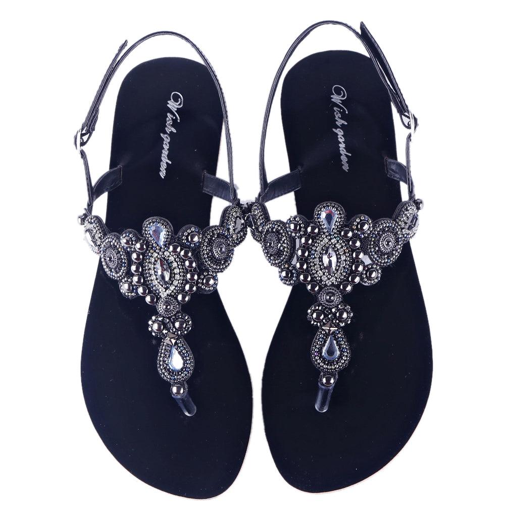 Flat sandals with studded stones - HABASH FASHION