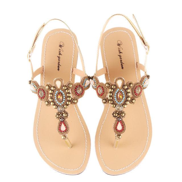 Flat sandals with studded stones - HABASH FASHION
