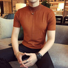 Casual Slim Fit High Collar Turtleneck Knitting Men T-Shirts - HABASH FASHION