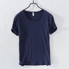 Cotton T-shirt For Men O-Neck Solid Color Casual - HABASH FASHION