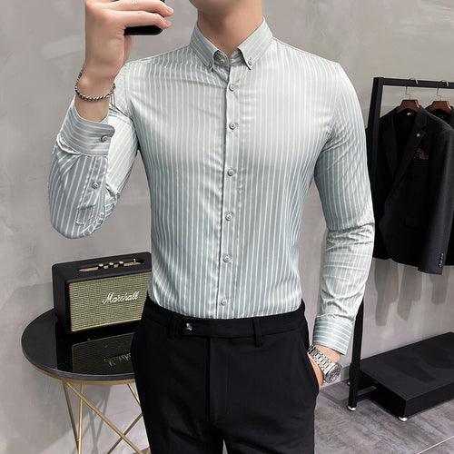 High-Grade Stripes Long Sleeve Shirts/Male Slim Fit - HABASH FASHION
